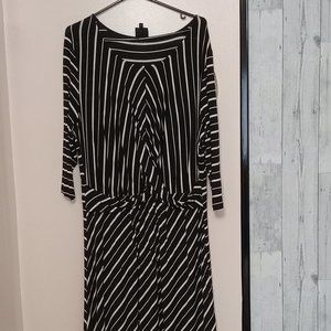 NWOT - Bobeau Black and White Stripped High-Low Dress